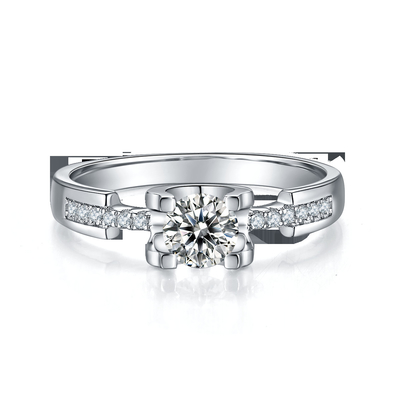 Boda de encargo minimalista blanca Ring For Women de Moissanite Sytle CZ