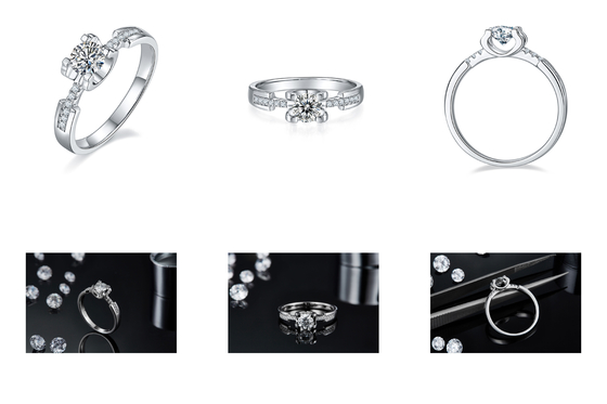 Boda de encargo minimalista blanca Ring For Women de Moissanite Sytle CZ