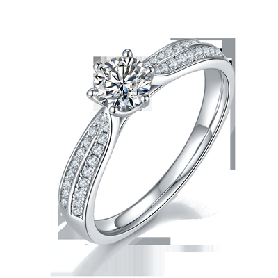 Joyería minimalista del oro de los diseños 9K, Moissanite 925 Ring Set de plata