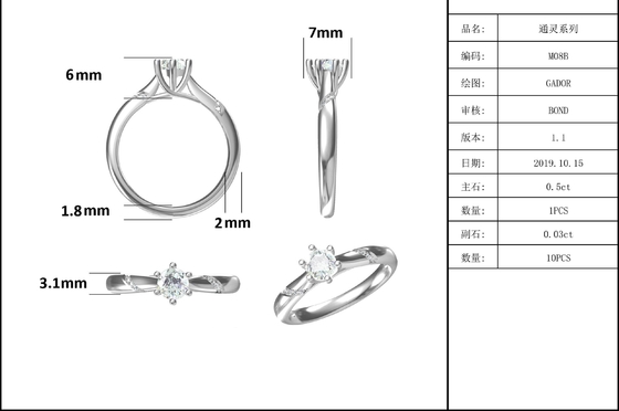 Compromiso de Sterling Silver Custom Moissanite Ring del blanco 925