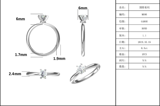 925 Sterling Silver Moissanite Diamond Rings para el compromiso de la boda