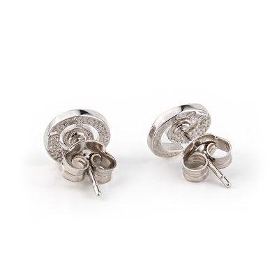 925 con el azul dominante de Sterling Silver Vintage Greek   Pendientes espirales del ópalo del perno prisionero del meandro para las mujeres