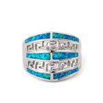 925 con el azul dominante de Sterling Silver Greek   Pendientes espirales del ópalo del compromiso del meandro para las mujeres