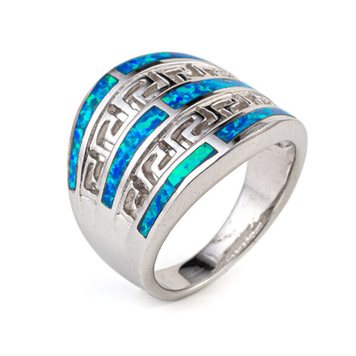 925 con el azul dominante de Sterling Silver Greek   Pendientes espirales del ópalo del compromiso del meandro para las mujeres