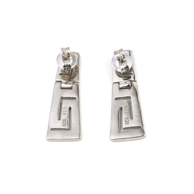 925 con la llave Garnet Stud Meander Opal azul natural de Sterling Silver Greek   Pendientes para las mujeres