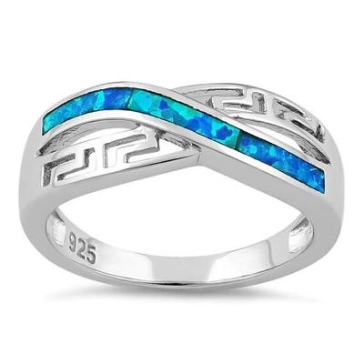 Opal Stone Engagement Ring azul griego natural de alta calidad para los regalos con 925 Sterling Silve