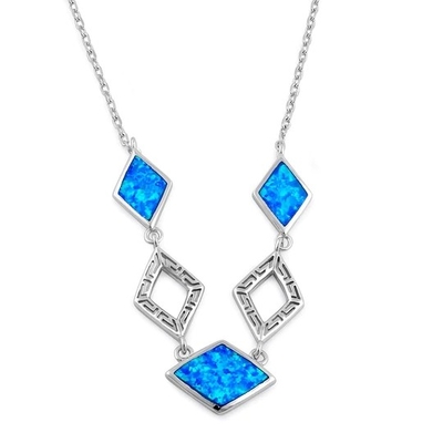 925 con el meandro del ópalo Diamond Necklace Opal Jewelry For Women real de Sterling Silver Greek Bule