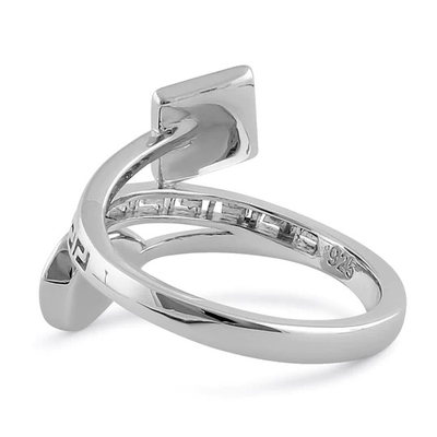 Diseño moderno Opal Ring For Women azul de la onda de la llave del meandro del griego clásico de Sterling Sliver 925