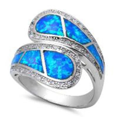 Joyería azul de Sterling Silver Ring Blue Opal del sólido 925 de Opal Greek Key Design Wraparound para los hombres