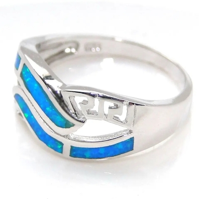 Boda del ópalo Ring Synthetic Opal Jewelry del laboratorio azul de Sterling Silver Wholesale Jewelry Greek