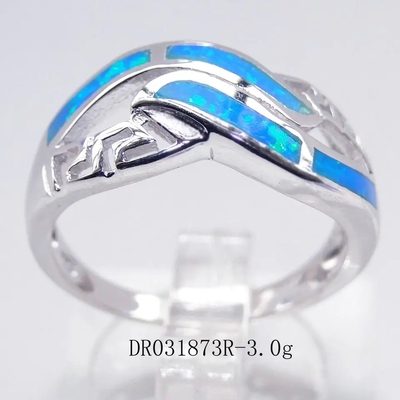 Boda del ópalo Ring Synthetic Opal Jewelry del laboratorio azul de Sterling Silver Wholesale Jewelry Greek