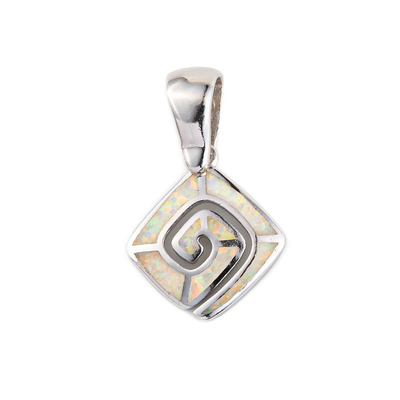 Colgante azul de 925 Sterling Silver Hawaiian Natural Retro Opal Greek Key Meandros Luxury para las mujeres