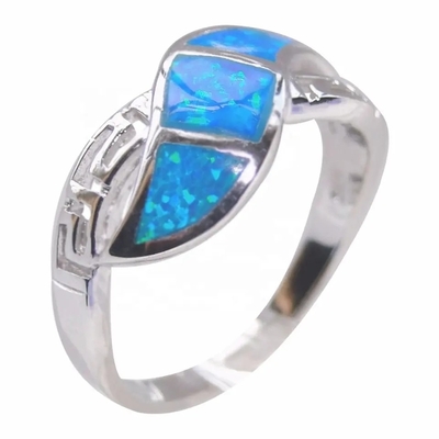 Opal Stone Engagement Ring azul griego natural de alta calidad para los regalos con 925 Sterling Silve