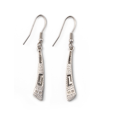 Joyería azul de plata con curvas de Opal Dangle Earrings High Quality del fuego de la llave griega retra para las mujeres