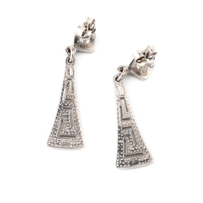 Joyería azul de plata con curvas de Opal Dangle Earrings High Quality del fuego de la llave griega retra para las mujeres