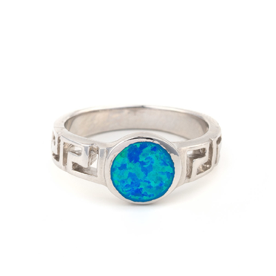Vintage natural Opal Jewelry With griego 925 Sterling Silver Engagement Ring