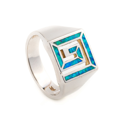 Vintage natural Opal Jewelry With griego 925 Sterling Silver Engagement Ring