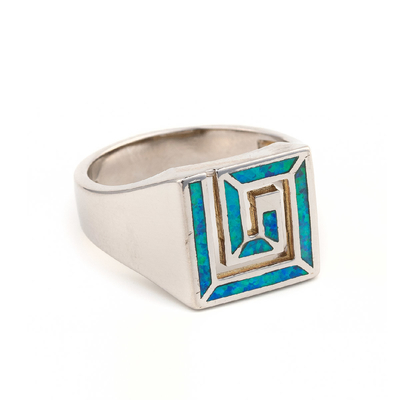 Vintage natural Opal Jewelry With griego 925 Sterling Silver Engagement Ring