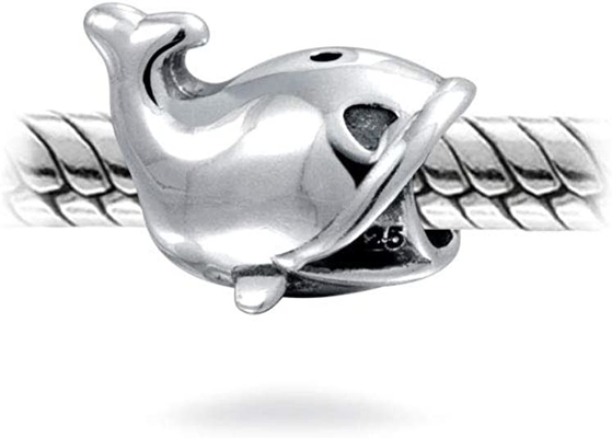 Gota pesquera náutica del encanto de la ballena del mar del océano para las mujeres para adolescente oxidadas .925 Sterling Silver Fits European Bracelet