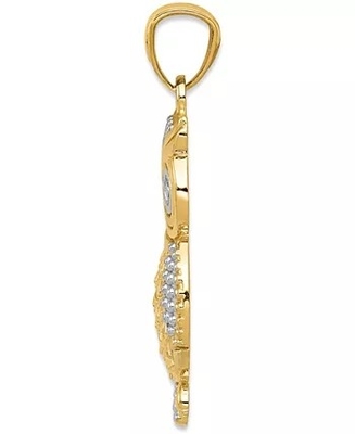 Owl Charm Bead Pendant texturizado en el oro 14K con el rodio que platea para las mujeres
