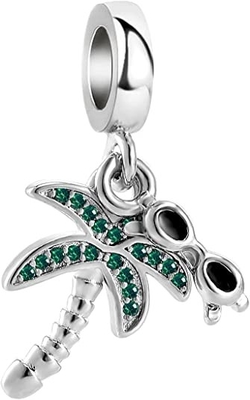 Chili Jewelry Coconut Palm Tree con la playa del día de fiesta de las gafas de sol encanta compatible con Pandora Charms Bracelets