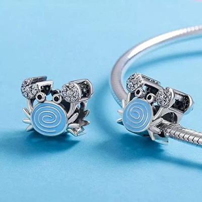 Cola y Shell Pearl Charm azules 925 Sterling Silver Ocean Charm Beads de la sirena para la pulsera y el collar