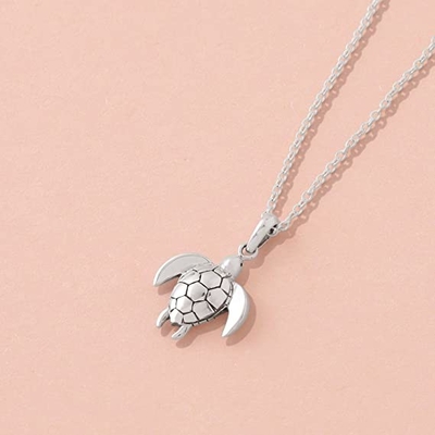 Colgante de 925 Sterling Silver Sea Turtle Charm para las muchachas de las mujeres