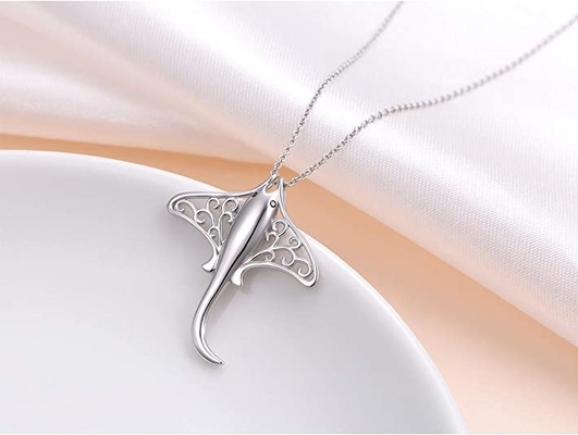 Colgante del collar de Sterling Silver High Polished Seashell con 18&quot; cadena de la caja
