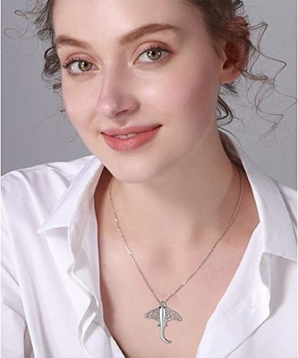 Collar de Sterling Silver Stingray Necklace Manta Ray Turtle Dolphin Charm Tortoise del árbol 925 de la señora