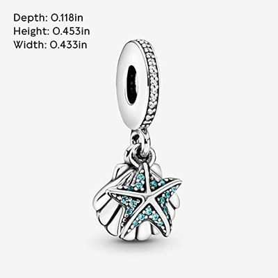 PANDORA Jewelry Starfish y mar Shell Dangle Cubic Zirconia Charm en Sterling Silver