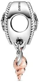 Encanto a cielo abierto de Dreamcatcher de la concha marina - encanto del collar o de la pulsera para las mujeres - Sterling Silver y 14k Rose Gold-Plated