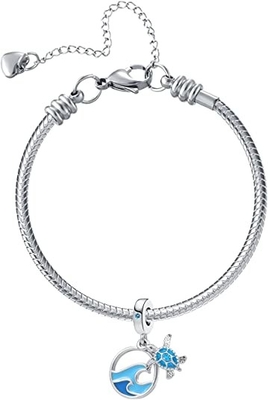 Encanto a cielo abierto de Dreamcatcher de la concha marina - encanto del collar o de la pulsera para las mujeres - Sterling Silver y 14k Rose Gold-Plated