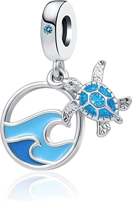 Encanto a cielo abierto de Dreamcatcher de la concha marina - encanto del collar o de la pulsera para las mujeres - Sterling Silver y 14k Rose Gold-Plated