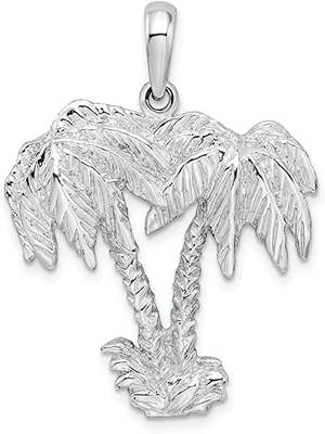 Cumpleaños animal de la familia del encanto del amor con el colgante de Sterling Silver Polished Palm Tree