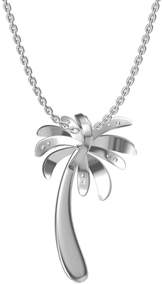 Sonrisa de plata - collar pendiente del árbol sólido de Sterling Silver Beautiful Tropical Palm, con la cadena de ancla 17.5inch para las mujeres
