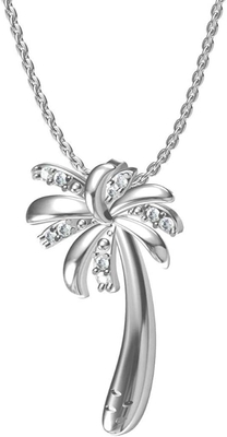 Sonrisa de plata - collar pendiente del árbol sólido de Sterling Silver Beautiful Tropical Palm, con la cadena de ancla 17.5inch para las mujeres