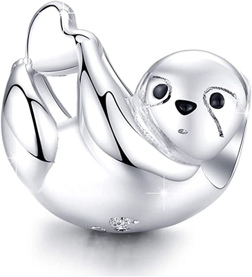 El corazón de hadas de la mariposa de la pereza de las pulseras BISAER 925 Sterling Silver Charms Cat Dog cuelga