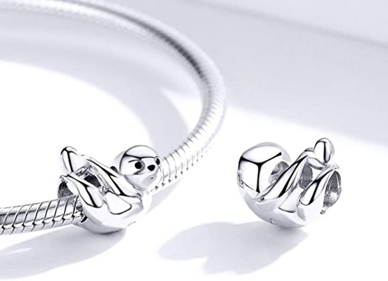 El corazón de hadas de la mariposa de la pereza de las pulseras BISAER 925 Sterling Silver Charms Cat Dog cuelga