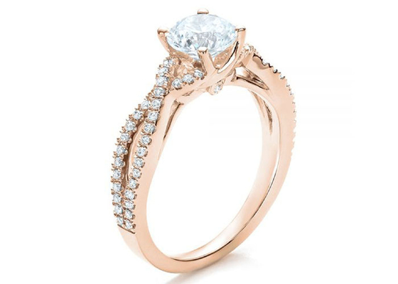 Garra que fija 18K Rose Gold Ring 0.8ct con GH VS1 GIA Diamond