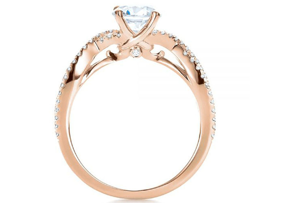 Garra que fija 18K Rose Gold Ring 0.8ct con GH VS1 GIA Diamond