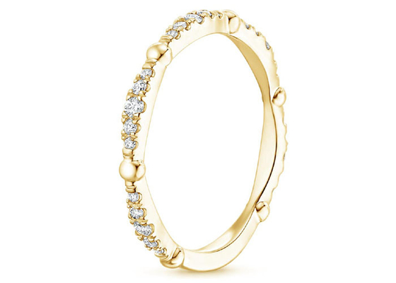 Pavimente la claridad completa de la joyería 0.67ct G-H VS1 del oro amarillo del diamante 14K