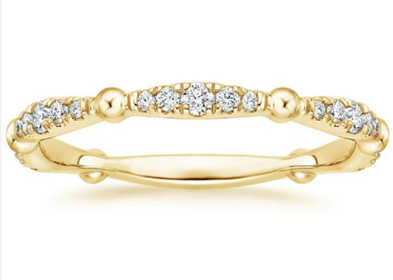 Pavimente la claridad completa de la joyería 0.67ct G-H VS1 del oro amarillo del diamante 14K