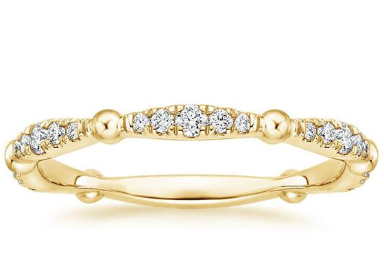 Pavimente la claridad completa de la joyería 0.67ct G-H VS1 del oro amarillo del diamante 14K