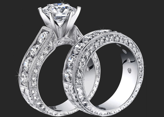 14K ronda Diamond Engagement Wedding Rings GH VS1 GIA Certification