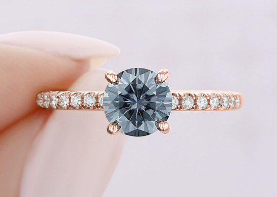 dimensión crecida laboratorio material de Moissanite Ring Silver Grey Color 1ct 5pcs del oro 9K