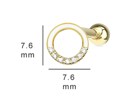 oro Diamond Cartilage Earrings, OEM de perforación de 0.126ct 14k de los pendientes de la hélice 14pcs