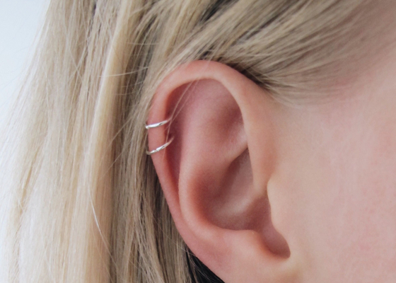 Hélice que perfora el Clicker del oro 14K para el Tragus 16g-40g del cartílago