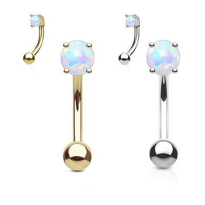 perno prisionero de la nariz del oro de la longitud 18k de 25m m, ópalo de Ring Piercing With White Fir de la nariz del OEM