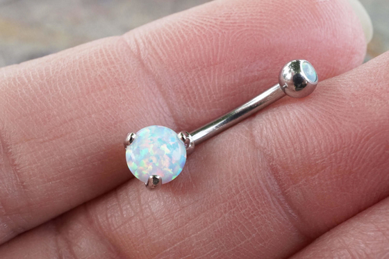 perno prisionero de la nariz del oro de la longitud 18k de 25m m, ópalo de Ring Piercing With White Fir de la nariz del OEM