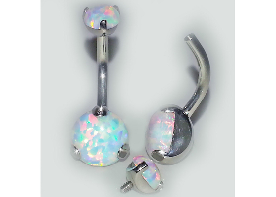 perno prisionero de la nariz del oro de la longitud 18k de 25m m, ópalo de Ring Piercing With White Fir de la nariz del OEM